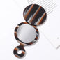 Zonyin Custom Logo Round Travel Cosmetic Mirror New Design Leopard Print Acetate Flip Pocket Handheld Makeup Mirror for Grills