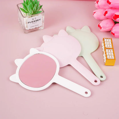 Zonyin Promotion Wholesale Custom Logo Handle Hand Cosmetic Mirror Cartoon Plastic Pocket Mirror Handheld Vanity Makeup Mirror