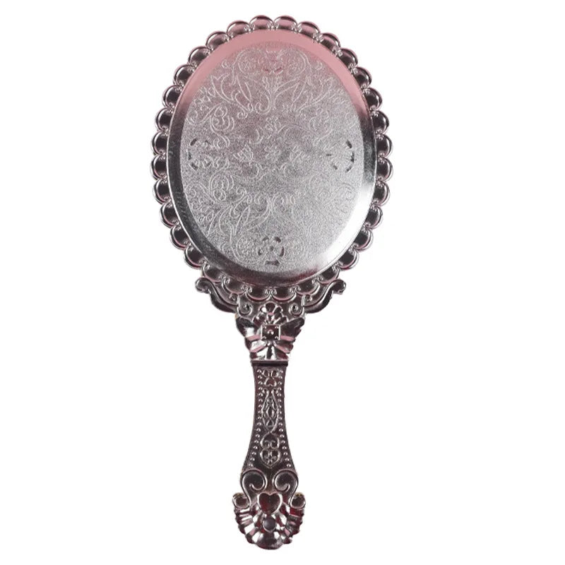Zonyin Custom Logo Handheld Gold Oval Vanity Mirror Retro Electroplating Personalized Makeup Mirror for Wholesales