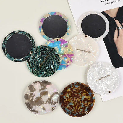 Zonyin Vintage Round Acetate Makeup Mirror Foldable Handheld Mirror Compact Small Circular Pocket Cosmetic Mirror for Purse