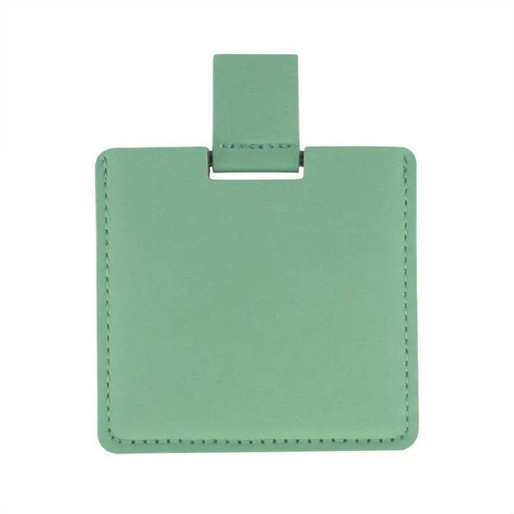 Zonyin High Quality Pink Square Shape Pocket Mirror Engraved Logo Small Pu Leather Metal Travel Cosmetic Makeup Mirror for Women