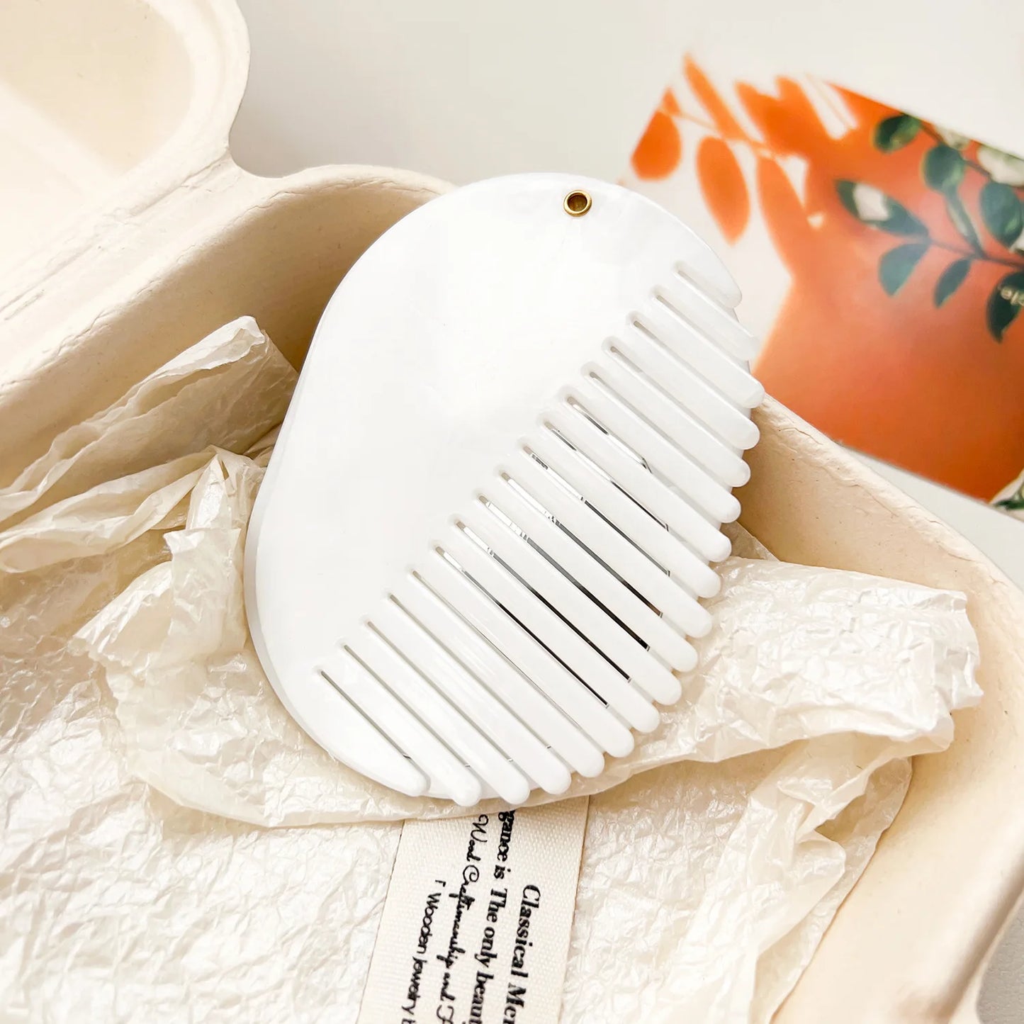 Zonyin Portable Oval Marble Makeup Mirror with Comb Foldable Rotating Cosmetic Pocket Mirror Hairbrush Combo Travel Mini Purse