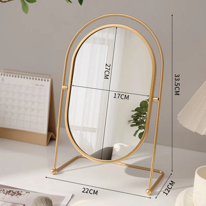 Zonyin Desktop Oval Rotating 360 Makeup Mirror Ins Style Dressing Table Mirror High Aesthetic Bedroom Vanity Mirror