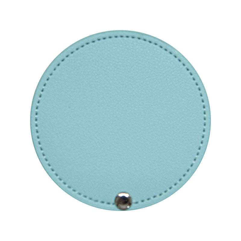 Zonyin Wholesale White Round Pocket Mirror Pu Leather Glass Small Travel Cosmetic Mirror for Women Girls