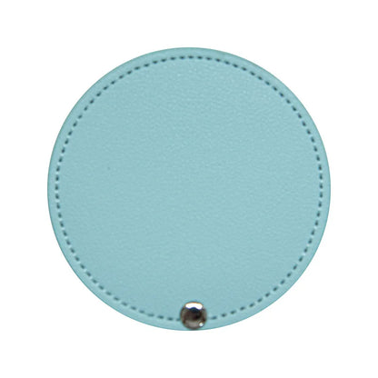 Zonyin Wholesale White Round Pocket Mirror Pu Leather Glass Small Travel Cosmetic Mirror for Women Girls