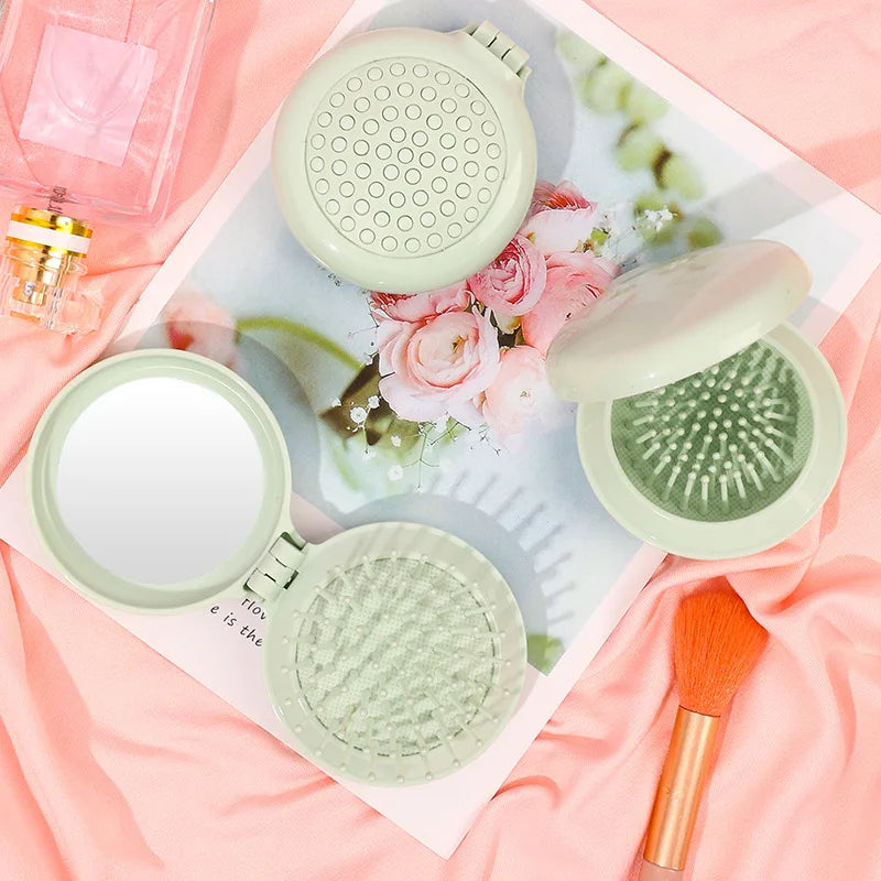 Zonyin Custom Logo Hot Sell Mini Plastic Folding Cosmetic Mirror Portable Comb Pocket Travel Mirror Mini Makeup Mirror for Girls