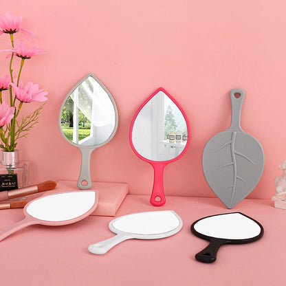 Zonyin Custom Logo ABS Plastic Cosmetic Mirror Leaf Shape Portable Mini Pocket Travel Mirror Handheld Hand Makeup Mirror