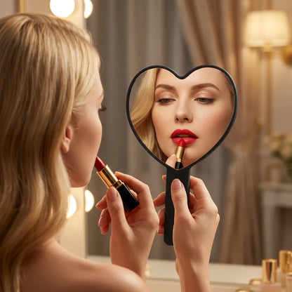 Zonyin Wholesale Heart Shape Hand Cosmetic Mirror Custom logo Plastic Portable Handheld Makeup Mirror Promotional Gift