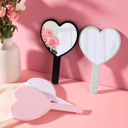 Zonyin Customized Plastic Mini Handheld Mirror Heart Shape Portable Cute Cosmetic Mirror for Bride Wedding Gifts
