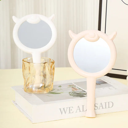 Zonyin Plastic Lamb-shaped Handheld Makeup Mirror Cute Cartoon Portable Girl Vanity Mirror Travel Cosmetic Mirror for Girls