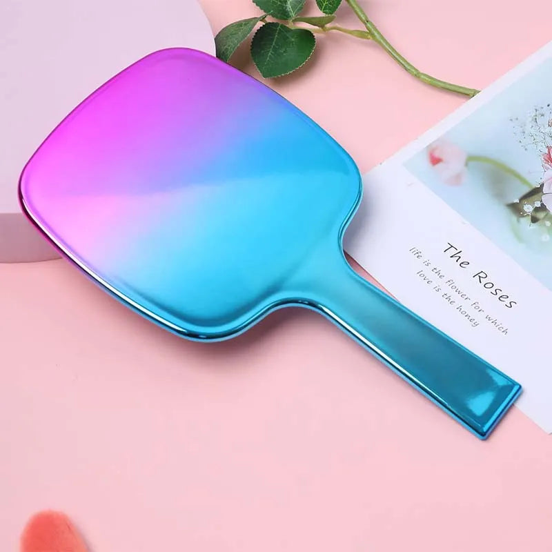 Zonyin New Square Electroplated Gradient Color Cosmetic Mirror Large Size Plastic Handheld Makeup Mirror with Printed Logo