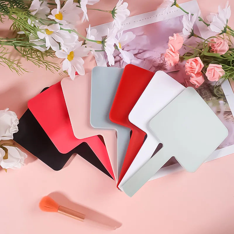 Zonyin Plastic Makeup Mirror Square Hand Held Single Side Mirrors Customized Logo Handheld Cosmetic Mirror With Handle