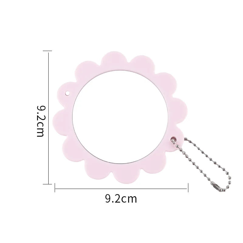 Zonyin Custom Logo Flower Makeup Mirror Handheld Pocket Mirror Plastic Portable Single Sided Cosmetic Mirror for Girls Gift