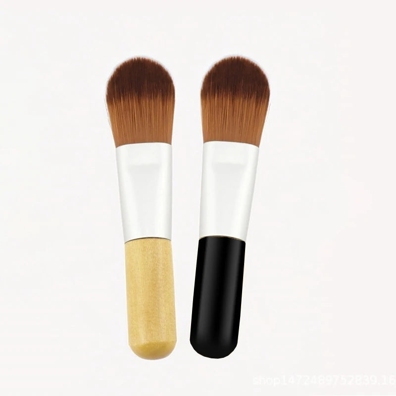 Zonyin Custom logo Face Mask Brush with Short Wooden Handle Portable Nylon Fiber Makeup Foundation Brush Applicator for Women