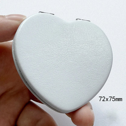 Zonyin Customized Design Double Sided Folding Compact Mirror White Pink PU Leather Pocket Mirror With 2x Magnifying for Travel