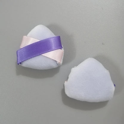 Zonyin Custom Logo Red Powder Puff Soft Velvet Triangle Powder Puffs Loose Velour Powder Makeup Puff with 2 Ribbons