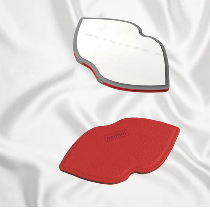 Zonyin Hot Selling Lip Pu Leather Foldable Makeup Mirror Stainless Steel HD Portable Small Pocket Mirror for Promotions Gift