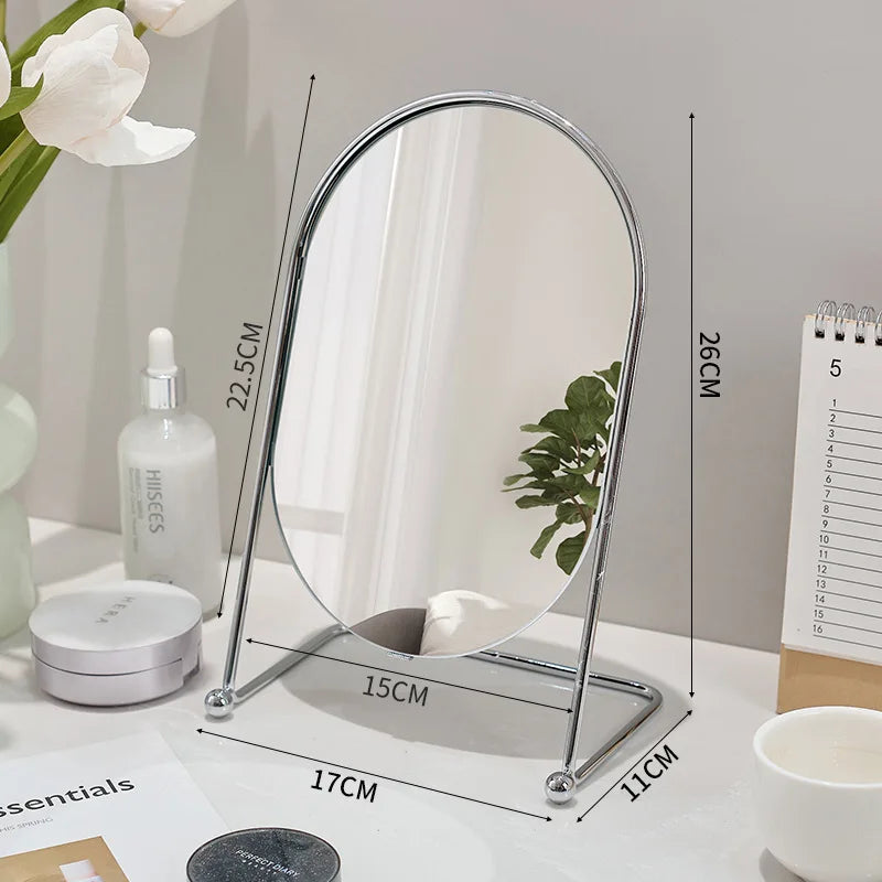 Zonyin Desktop Oval Rotating 360 Makeup Mirror Ins Style Dressing Table Mirror High Aesthetic Bedroom Vanity Mirror