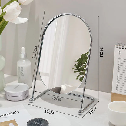 Zonyin Desktop Oval Rotating 360 Makeup Mirror Ins Style Dressing Table Mirror High Aesthetic Bedroom Vanity Mirror
