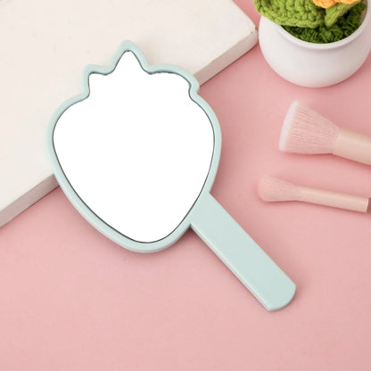 Zonyin New Arrival Strawberry Shape Customized Portable Mini Handheld Plastic Cosmetic Makeup Mirror for Children Girls