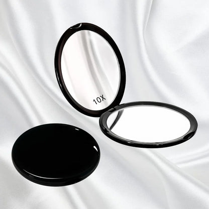 Zonyin Double-Sided Travel Makeup Mirror 10X Magnifying Compact Handbag Cosmetic Mirror Handheld Round Folding Pocket Mirror