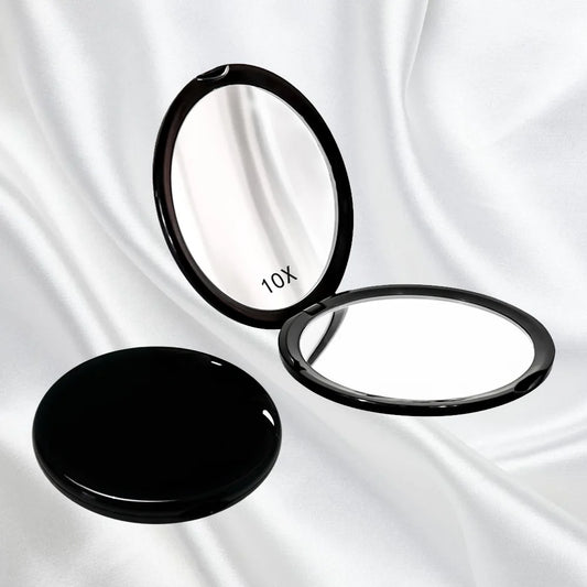 Zonyin Double-Sided Travel Makeup Mirror 10X Magnifying Compact Handbag Cosmetic Mirror Handheld Round Folding Pocket Mirror