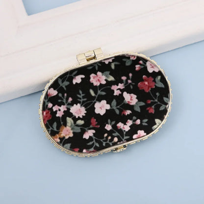 Zonyin High Quality Handheld Makeup Mirror Wholesale Vintage Silk Fabric Rectangle Oval & Round Sided Mirrors with Double Sides