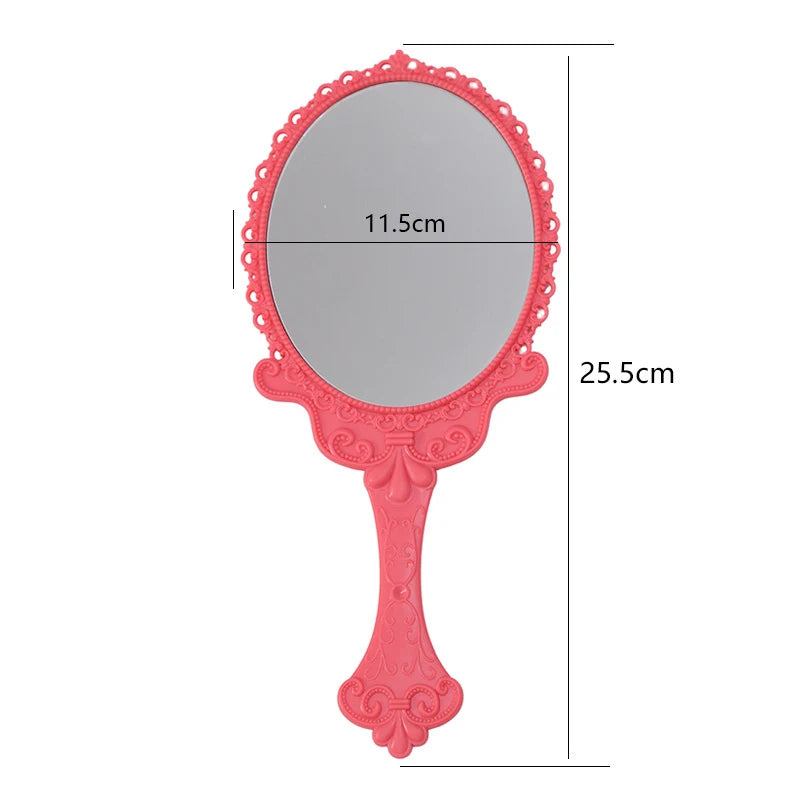 Zonyin Plastic Retro Handheld Mirror European Style Portable Travel Mirror Princess Hand Held Makeup Mirror for Promotion Gift