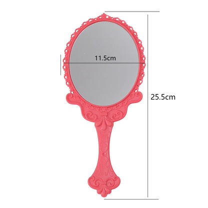 Zonyin Plastic Retro Handheld Mirror European Style Portable Travel Mirror Princess Hand Held Makeup Mirror for Promotion Gift