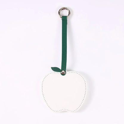 Zonyin Christmas Apple Design Baby Pink Pocket Makeup Mirror Customized Private Logo Small Mirror with Hanging Rope and Key Ring