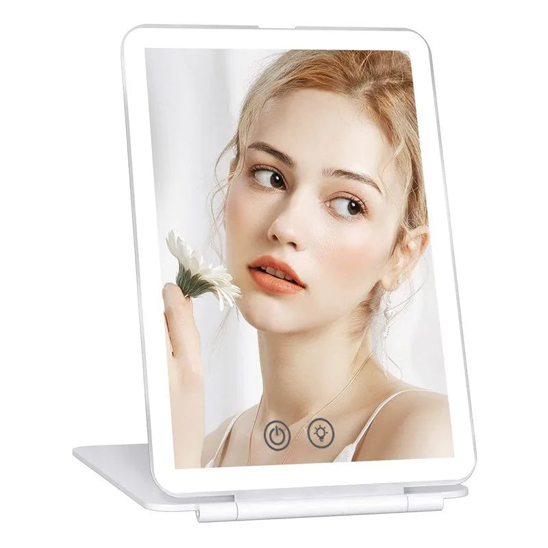 Zonyin High Quality Portable Travel Ladies 3X/10X Magnifying Makeup Mirror Rectangle Folding Cosmetic Mirror with LED Light
