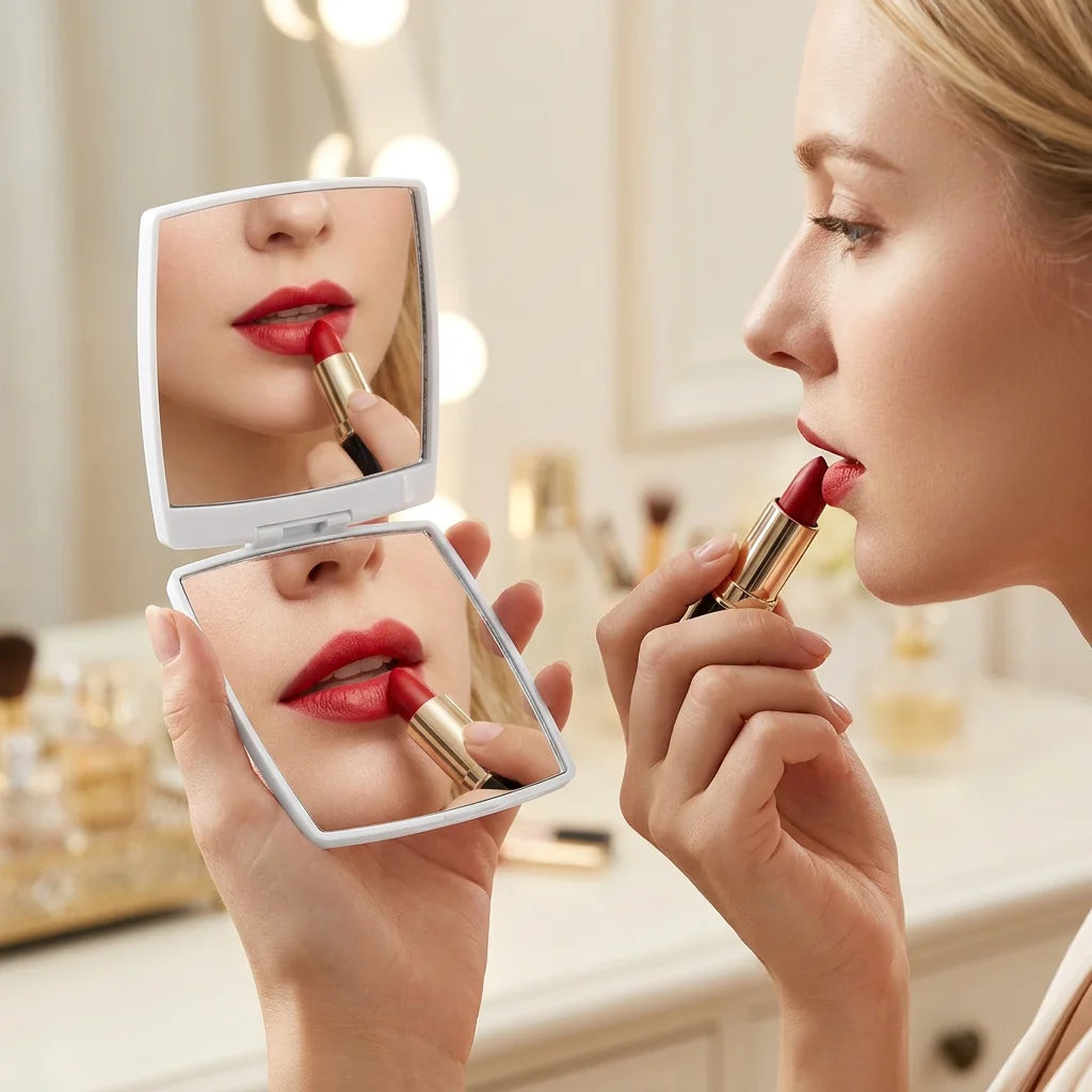 Zonyin Hot Selling Customized logo Simple square Flip Plastic Makeup Mirror Mini Portable Folding Pocket Mirror for Women Gift