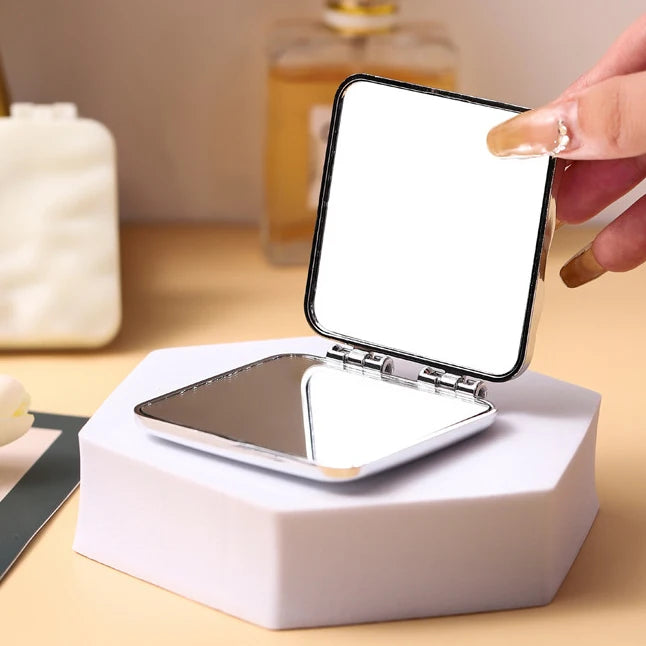 Zonyin New Arrive Sliver Bling Electroplate Design Travel Portable Compact Compact Small Makeup Vanity Mirror for Women Girls