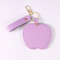 Zonyin Unique Christmas Gifts Red Apple-Shaped Pocket Mirror Foldable Pink Pu Leather Small Makeup Keychain Mirror for Women