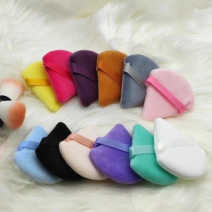 Zonyin Wholesale Super Soft Velour Triangle Powder Puff Custom Logo Label Makeup Puffs Velvet Face Cosmetic Puff for Women