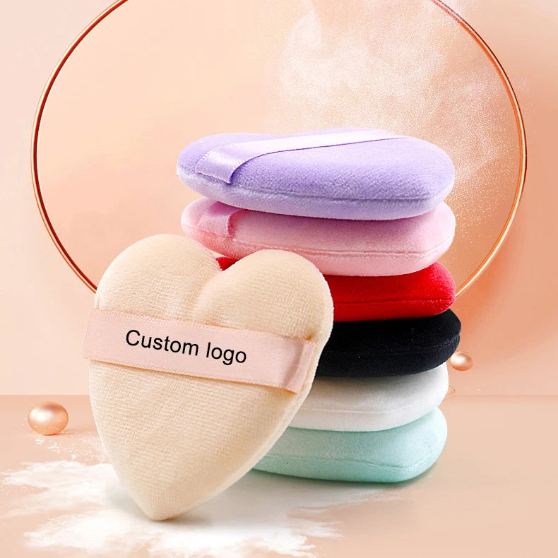Zonyin Cute Heart Shaped Velvet Powder Puff Soft Love Design Velour Makeup Sponge Puff Cosmetic Powder Puff for Girls