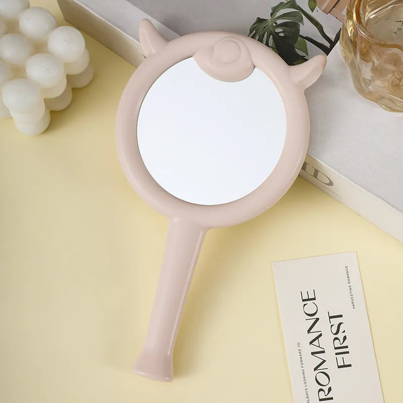 Zonyin Plastic Lamb-shaped Handheld Makeup Mirror Cute Cartoon Portable Girl Vanity Mirror Travel Cosmetic Mirror for Girls