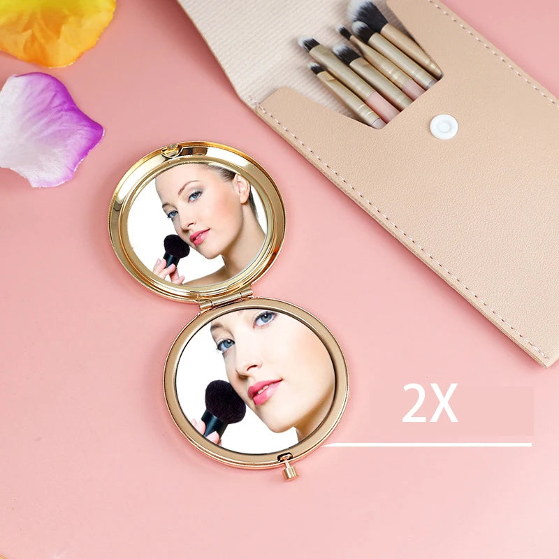 Zonyin Customized Logo Double Sided Compact Metal Cosmetic Mirror New Style Small Pocket Wedding Souvenirs Makeup Mirror