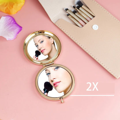 Zonyin Customized Logo Double Sided Compact Metal Cosmetic Mirror New Style Small Pocket Wedding Souvenirs Makeup Mirror