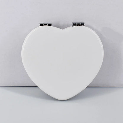 Zonyin Wholesale Private Label Heart Shape Pocket Mirror Double-Side Pu Portable Compact Travel Size Cosmetic Heart Mirror