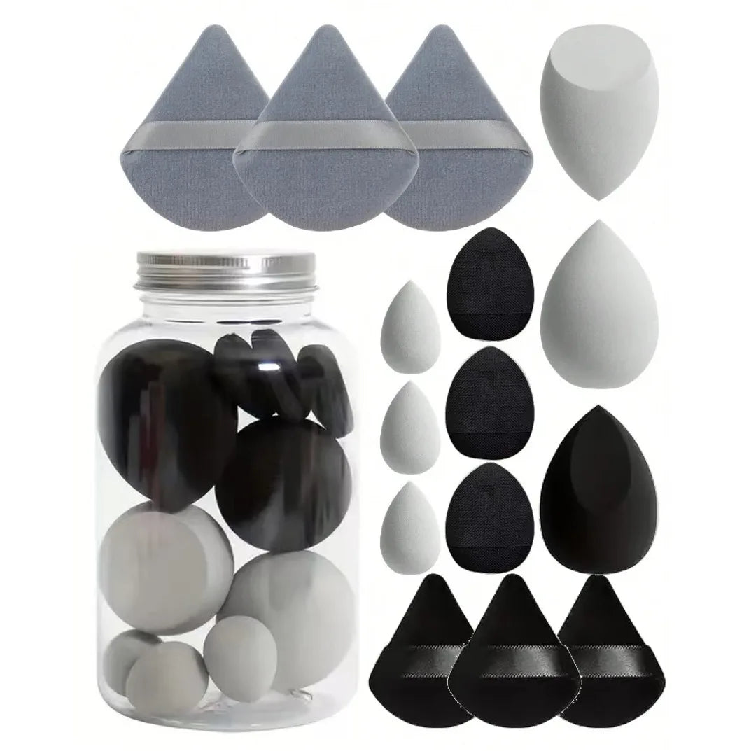 15-piece Mini Triangle Finger Makeup Puff Flocking Air Cushion Makeup Sponge Set Combination Beauty Soft Feature Blending Makeup