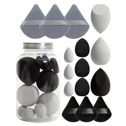15-piece Mini Triangle Finger Makeup Puff Flocking Air Cushion Makeup Sponge Set Combination Beauty Soft Feature Blending Makeup