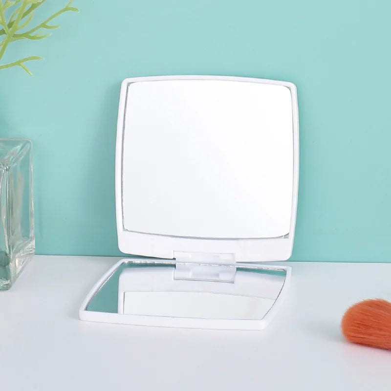 Zonyin Hot Selling Customized logo Simple square Flip Plastic Makeup Mirror Mini Portable Folding Pocket Mirror for Women Gift