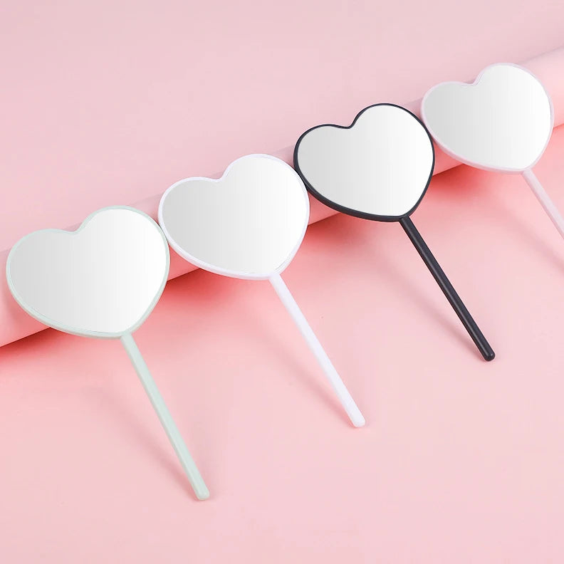 Zonyin Cheap Promotion Gift Cute Mini Heart Hand Cosmetic Mirror Custom Logo Small Love Handheld Makeup Mirror for Women Girls