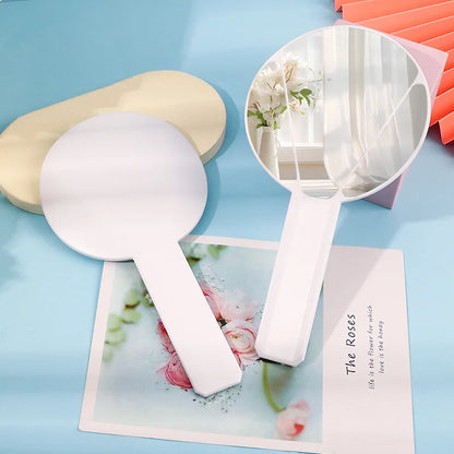 Zonyin Wholesale Handheld Single Sided Travel Mirror Customized Logo Plastic Handle Mirror HD Makeup Mirror Girls Portable Cute