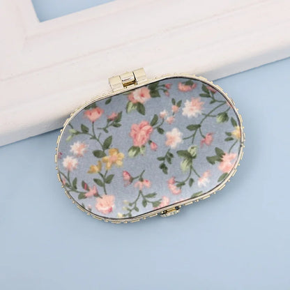 Zonyin High Quality Handheld Makeup Mirror Wholesale Vintage Silk Fabric Rectangle Oval & Round Sided Mirrors with Double Sides