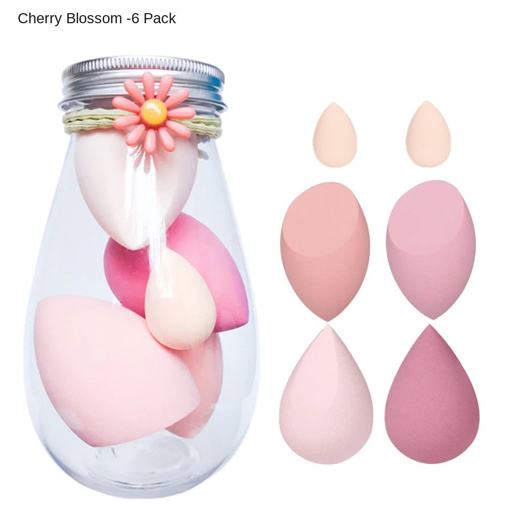 High Resilience 6Pcs Teardrop Mini Beauty Makeup Tools Blender Puff Foundation Blending Makeup Sponge Set With Bottle Box