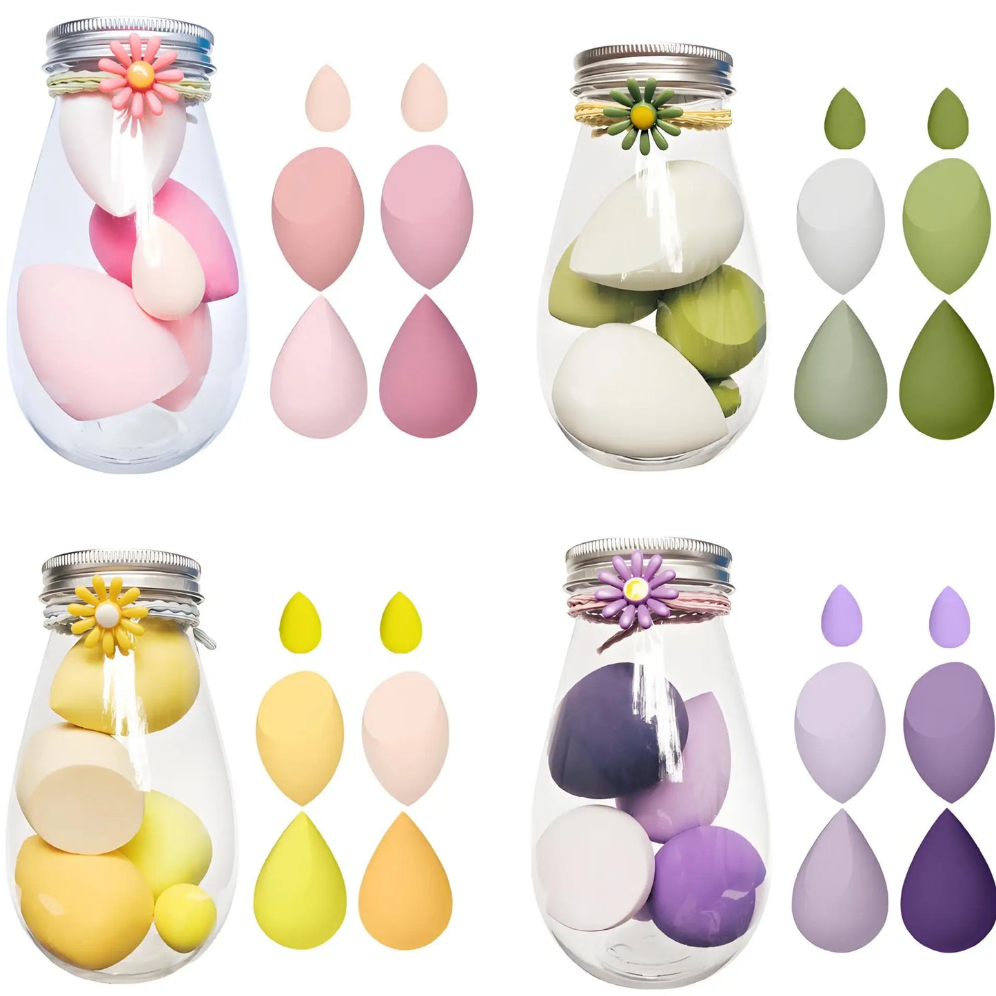 High Resilience 6Pcs Teardrop Mini Beauty Makeup Tools Blender Puff Foundation Blending Makeup Sponge Set With Bottle Box