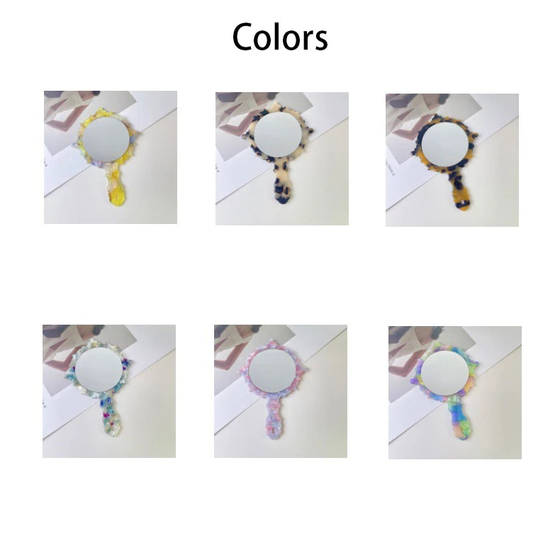 Zonyin Wholesale Diamond Pattern Acetate Makeup Mirror Portable Handle Handheld Cosmetic Mirror Colorful Women for Daily Use