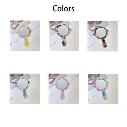 Zonyin Wholesale Diamond Pattern Acetate Makeup Mirror Portable Handle Handheld Cosmetic Mirror Colorful Women for Daily Use